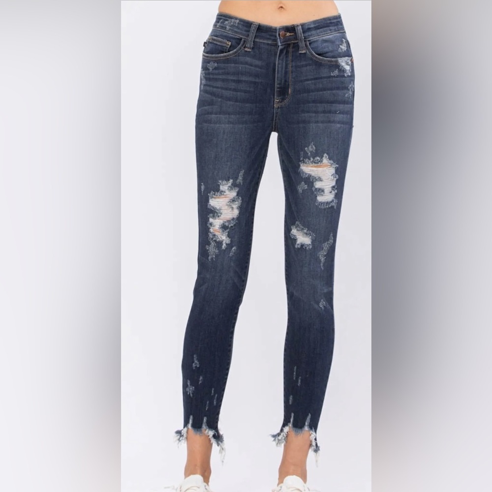 Judy Blues  Mid-Rise Skinny Distressed Hem